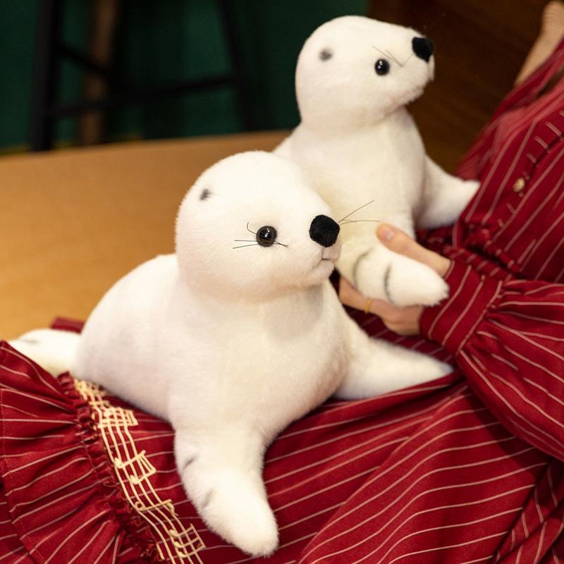 32/38cm White Seal Simulation Stuffed Plush Toy Handmade Cartoon Anime Cute Children's Birthday Gift Fun Seal Doll
