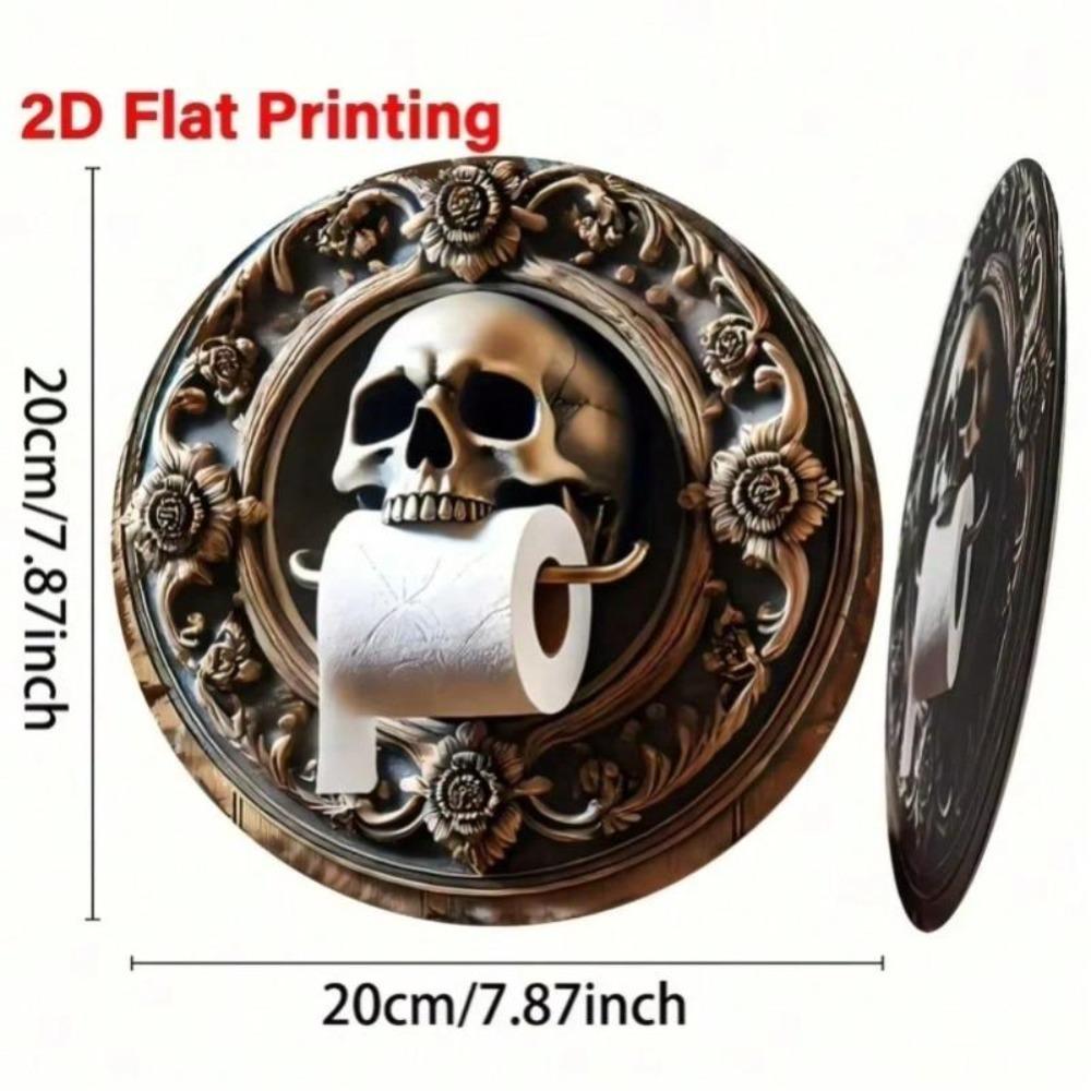 Vintage Baroque Skeleton Toilet Paper Metal Wall Art Home Bar Decor Iron Sign
