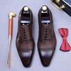 Men's Genuine Cowhide Oxford Leather Shoes - Formal, Simple, Three-Eyelet Design, Free Shipping