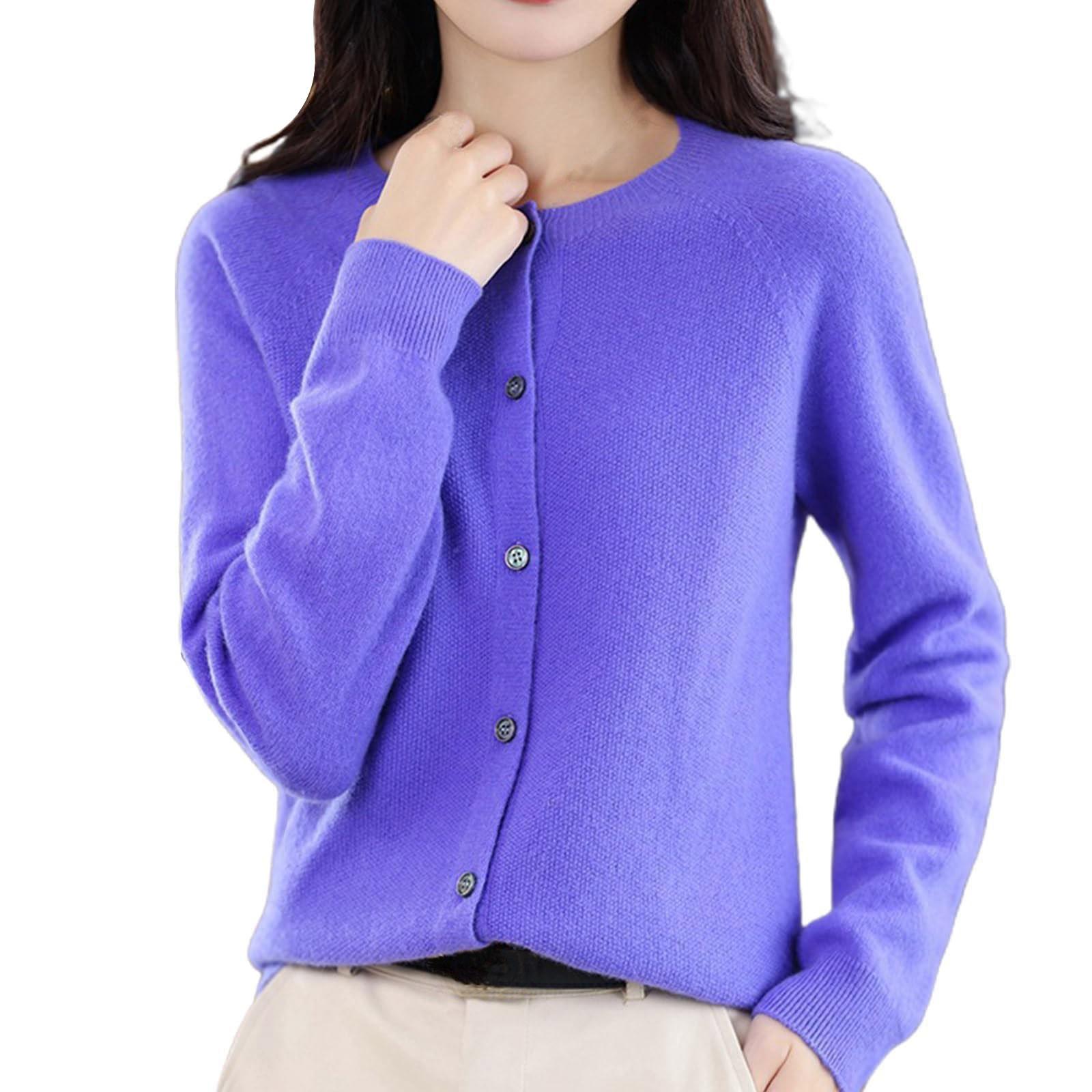

Women s Buttoned Round Neck Cardigan - Outerwear Knit Sweater XXL