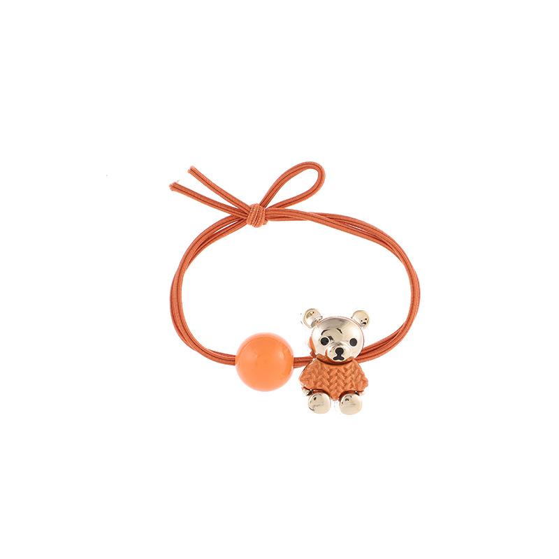 5 Pieces Colorful Bear Head Rope Simple Tie Hair Bear Hair Ring