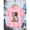 European Sizes Cute Cat Balancing Drink Bottle Fun Print T-Shirt - Casual Versatile Top