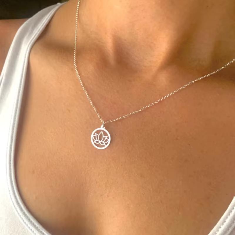Stainless Steel Necklaces Lotus Flower Dainty Necklace for Women Minimalist Necklace Lotus Flower Necklace Gift for Her