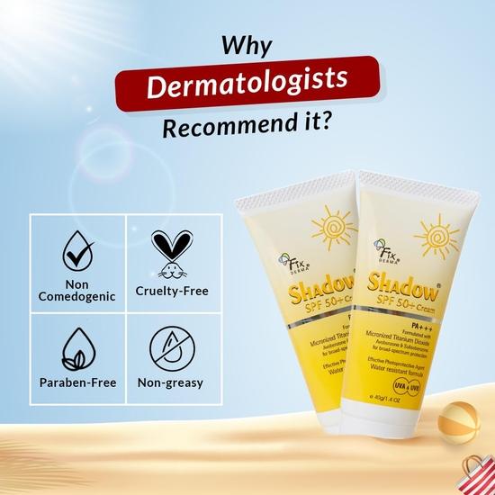 Fixderma Shadow Sunscreen SPF 50+ Cream PA+++ | Sunscreen for Dry Skin | UVA & UVB Protection | Sunscreen for Women & Men - 40gm (Pack of 2)