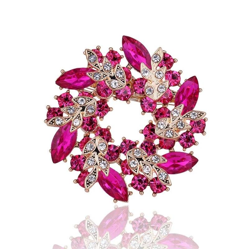 Broches à fleurs en cristal pour femmes, bijoux en strass, broche en tissu pour fête de mariage