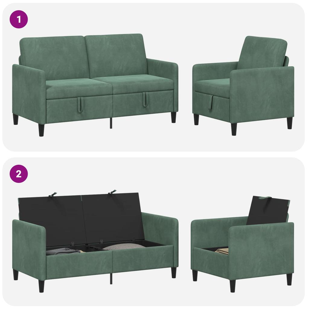 Sofa Set with Storage 2 Pcs Sea Green Polyester