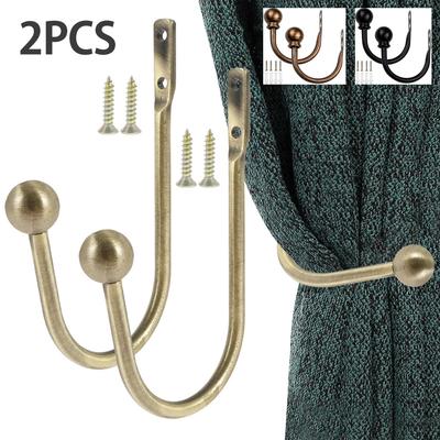 2Pcs Curtain Holdbacks Curtain Hooks Wall Mounted Curtain Tieback Multifunctional Durable Holder Home Decor Curtain Accessories