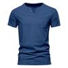 Summer Casual T-shirt Men's Fashion Trend Sports Slim Solid Color V-neck Pocket Men's Top