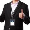 Formal Business 2 Card Slot ID Badge Holder with Lanyard Horizontal and Vertical Styles Suitable for Office and Professionals Cardholders