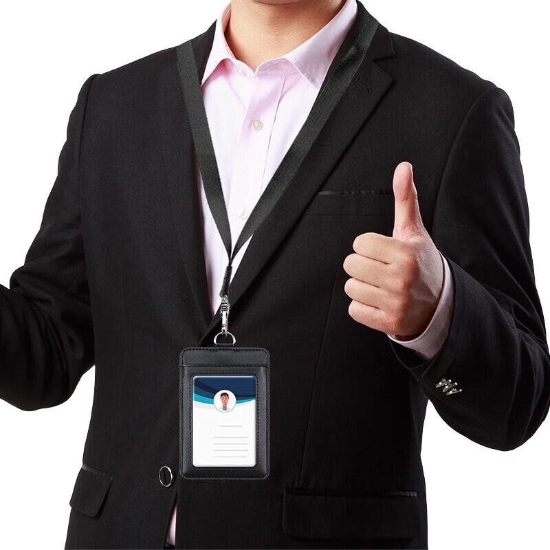 Formal Business 2 Card Slot ID Badge Holder with Lanyard Horizontal and Vertical Styles Suitable for Office and Professionals Cardholders