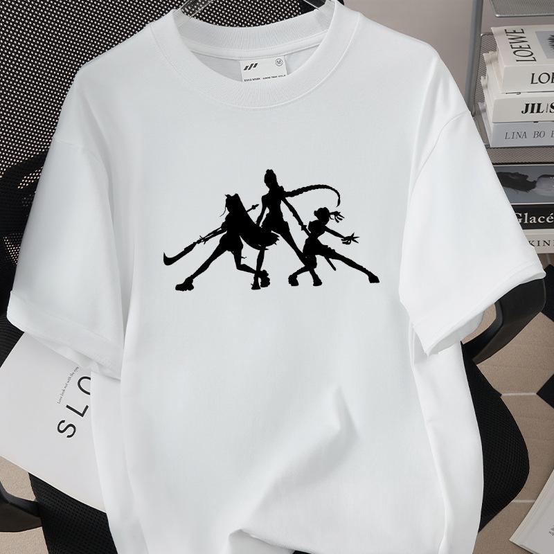 KPop Demon Hunters Huntrix Trykk Herre T-skjorte Sommer Bomull Kort Ermet T-skjorte for Dame O-hals Dame T-skjorte Streetwear Topper