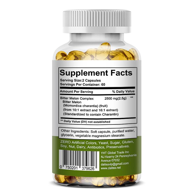 Integratori Daitea Complesso di Melone Amaro 2500mg, Standardizzato per Contenere Charantina, da 10:1 e 16:1 Estratti, 120 Capsule