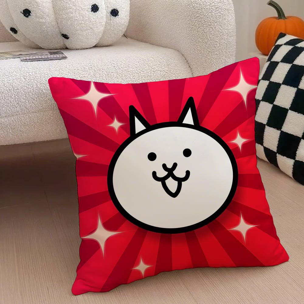 B-Battle Cats Anime Kuddfodral Anti-kvalster Kuddfodral Osynlig dragkedja Silkeslen kort plysch Soffkuddeöverdrag