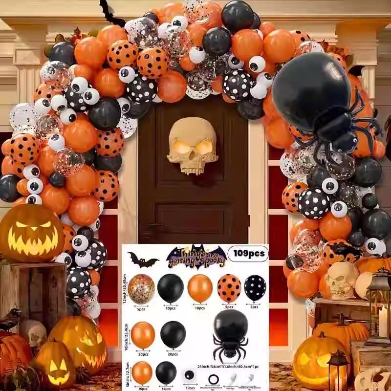Halloween Balloon Set, Spider Eye Balloon Chain Set, Holiday Party Supplies Balloon Decoration