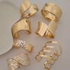 Accessories: Irregular alloy opening bracelet, metal style shiny surface, exaggerated hand ornament bracelet