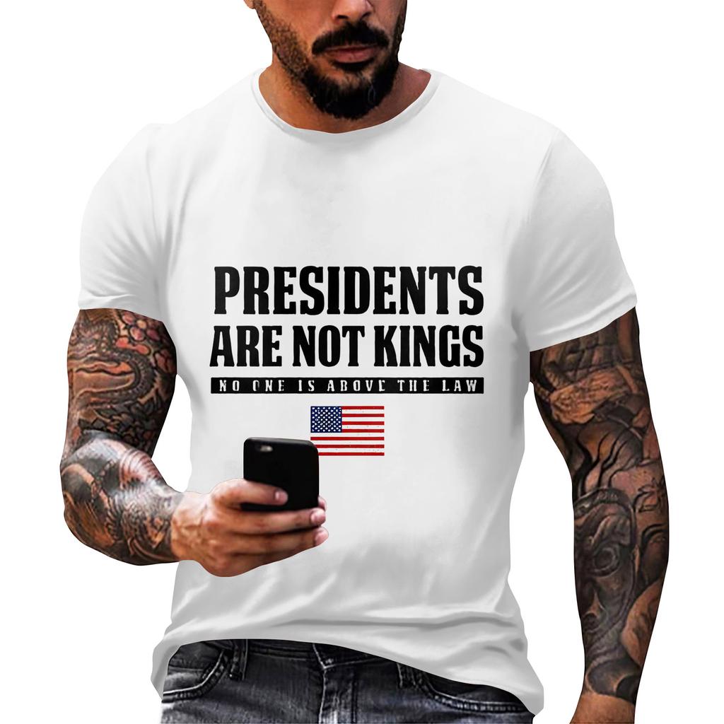 Men's  Neck Short-Sleeve T-Shirt With American Political Print
