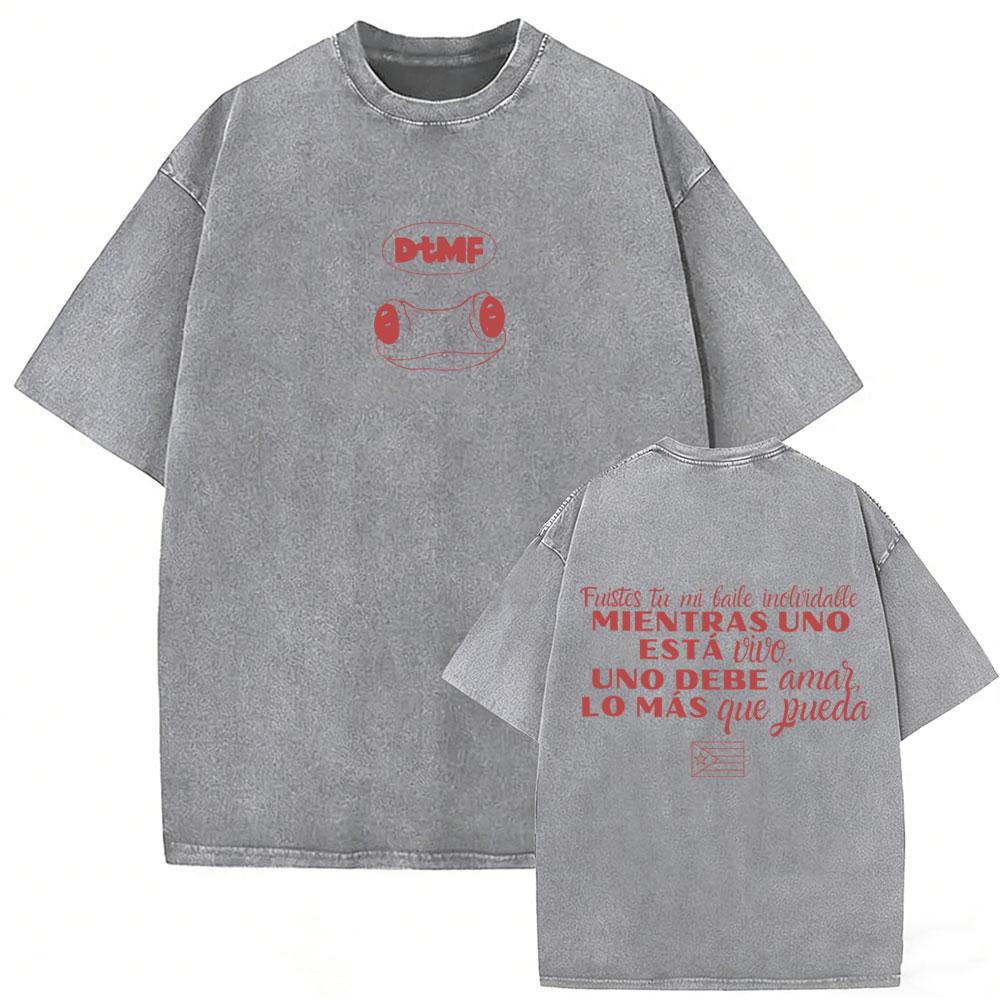 Gewaschenes Vintage Rapper Bad Bunny T-Shirt Debi Tirar Mas Fotos DTMF Welttournee T-Shirts Herren Damen Mode Hip Hop Beliebte T-Shirts