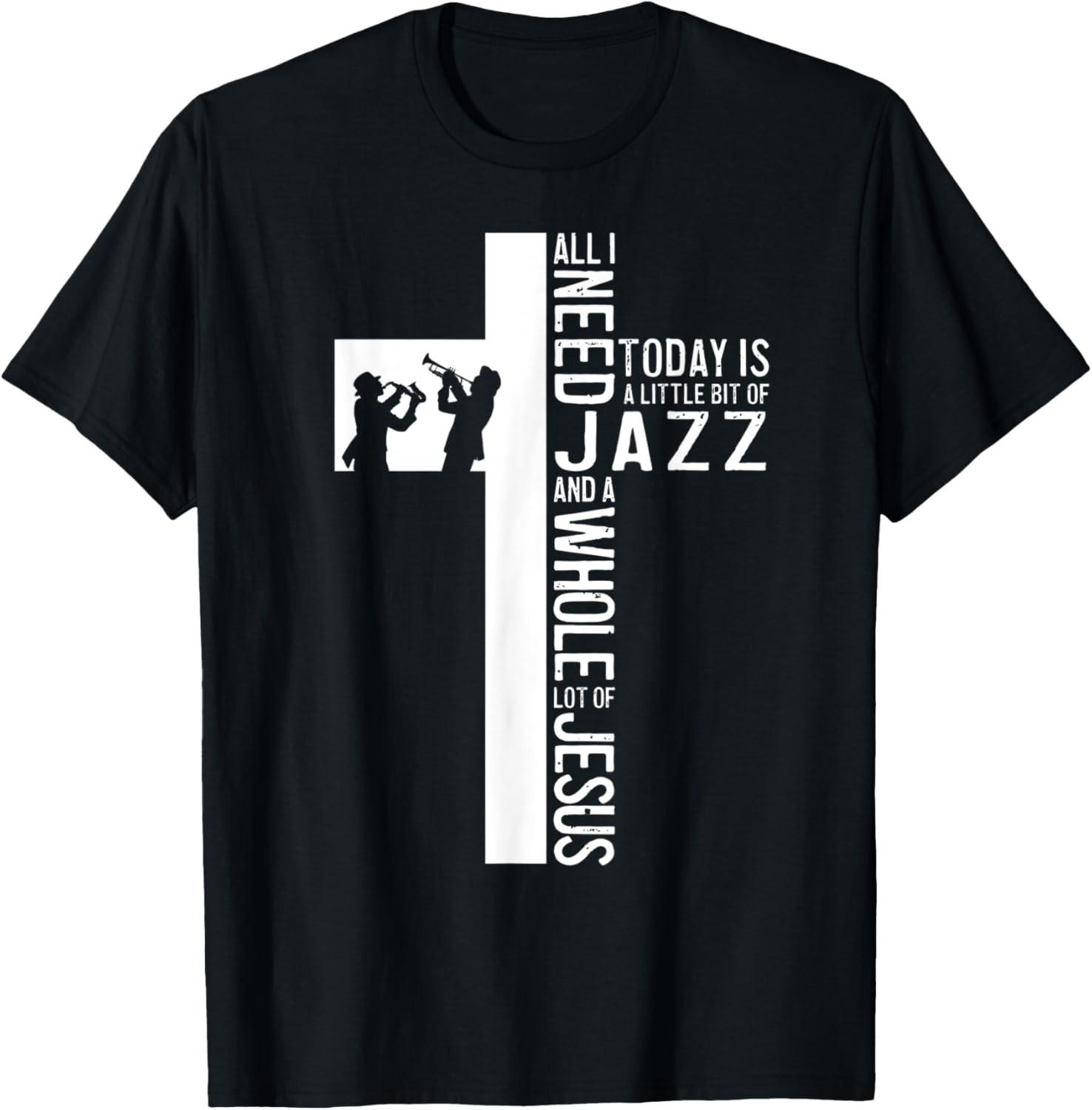 All I Need Is Jazz And Jesus Christian Cross T-Shirt S разноцветный