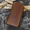Men'S Crazy Horse Leather Long Wallet Genuine Leather Double Zipper Wallet Double Layer Wallet Men'S Crazy Horse Leather Clutch 1009