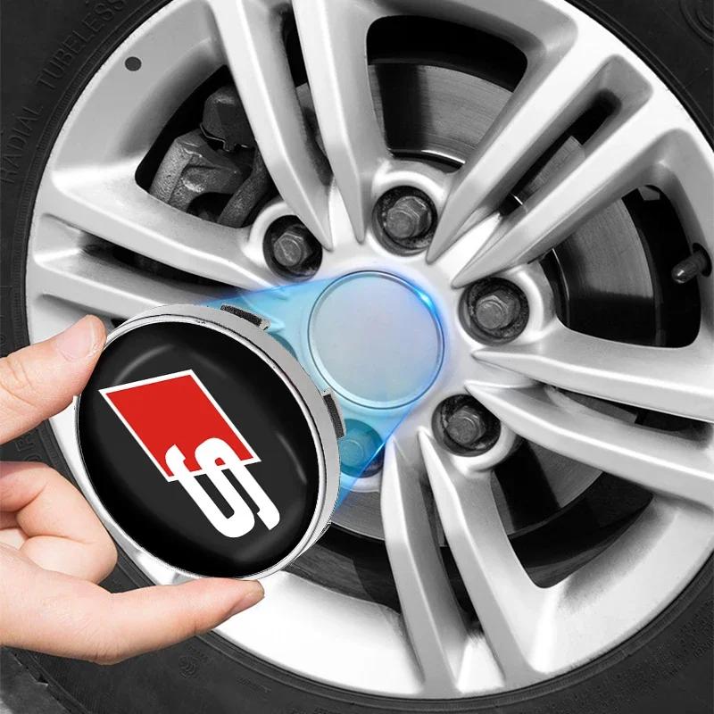 For Audi  A34pcs Car Wheel Center Hub Cap Badge Emblem Decal Wheel Sticker For Audi A3 A6 Q3 B5 B6 B7 B8 B9 Q7 8P 8V 8L A5 A4 C6 C5 C7 4F A1