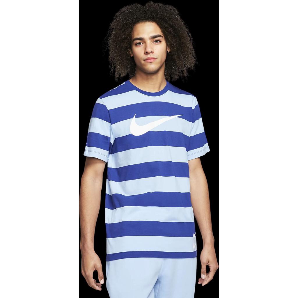 Nike Swoosh Stripe Short Sleeve T-Shirt Men Tops Blue CQ5197-436