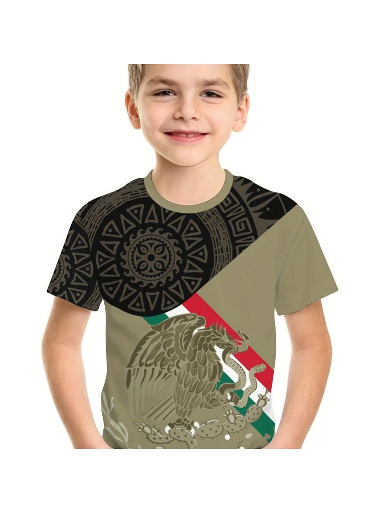 Summer Children's Clothing Boys Fashion Mexico Flag 3D Print T Shirt Short Sleeve