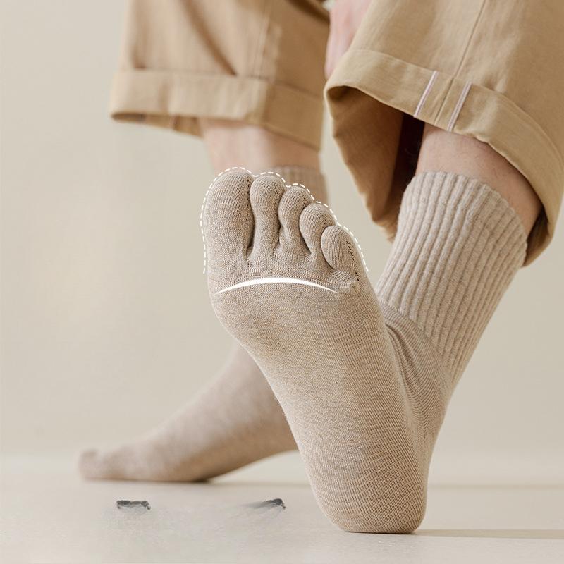 Fünf-Zehen-Socken für Herren, Herbst und Winter Reine Baumwolle Anti-Geruchs-Mittelwaden-Socken für Herren, Antibakterielle nahtlose Zehensocken für Herren