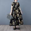 DIMANAF 2025 Damen Übergröße Frühling Sommer Langes Kleid Freizeitkleid Locker Floral Basic Druck Vintage Maxi Neu