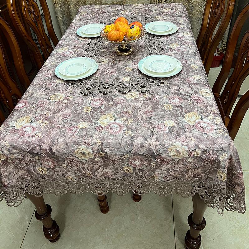 Embroidered Tablecloth European Style Fabric Rectangular Tablecloth Living Room Coffee Table Dining Table Decoration Cloth Mat