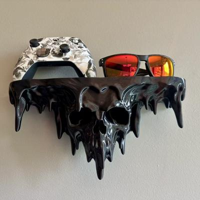 1PC 3D Printed Ice Pick Skull Wall Hanging Shelf Matte Dark Tone Wall Storage Adapt Retro Dark