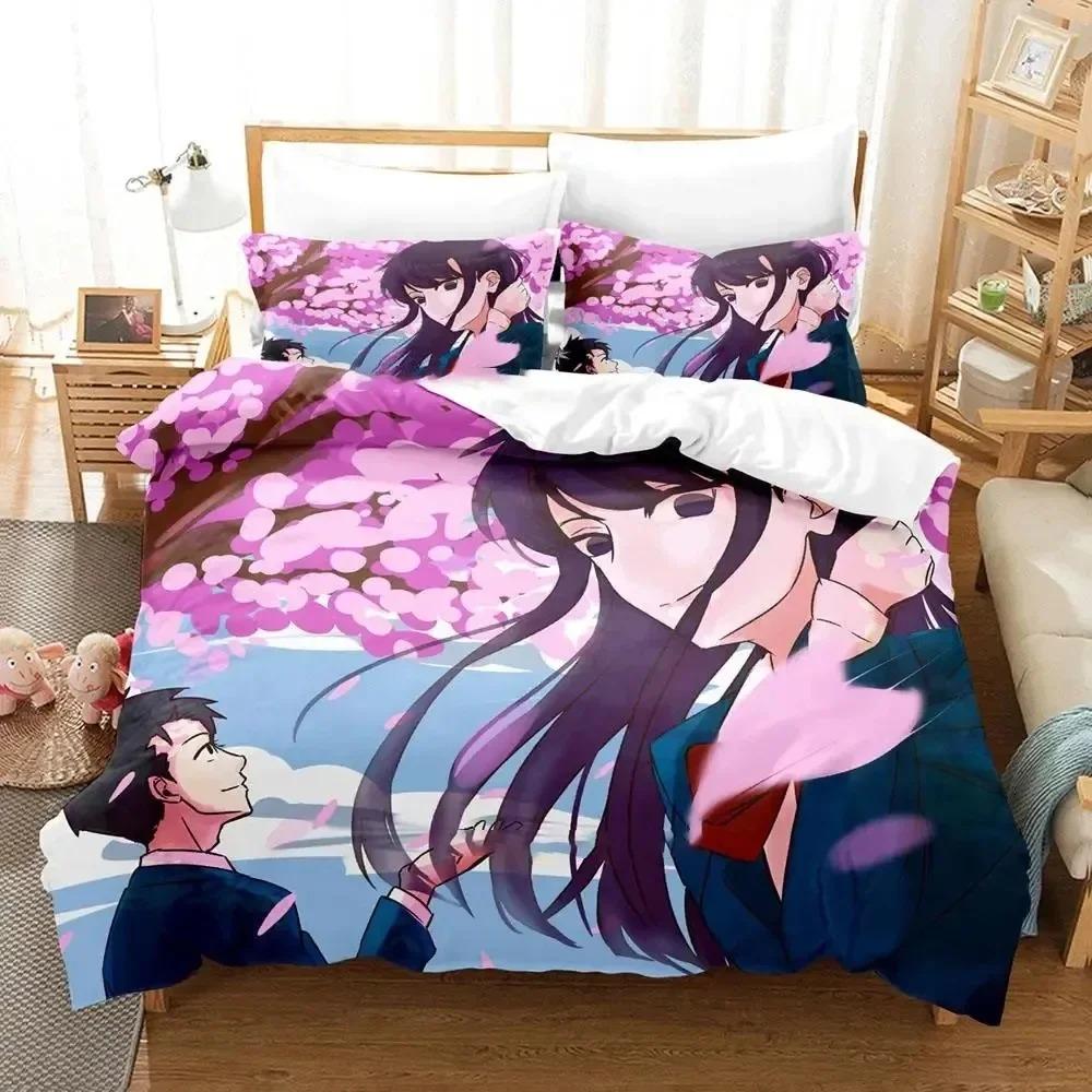 Anime Komi nemůže komunikovat Ložní souprava Povlak na přikrývku Ložní souprava Povlak na peřinu Povlak na polštář Přikrývka king Queen Size Kluci Dospělí
