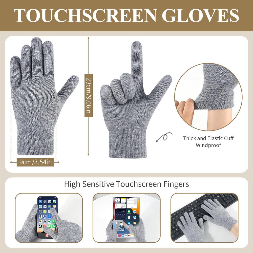 Winter Windproof Knit Hat, Scarf, & Gloves Set for Adults – Customizable