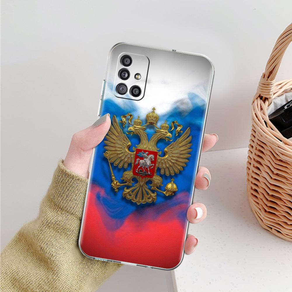 Phone Case For Samsung A15 A13 A35 A55 A51 A71 A41 A31 A21S A03S A05 A17 A23 A25 A33 A53 A73 5G A07 4G Clear Cover Russian Flag