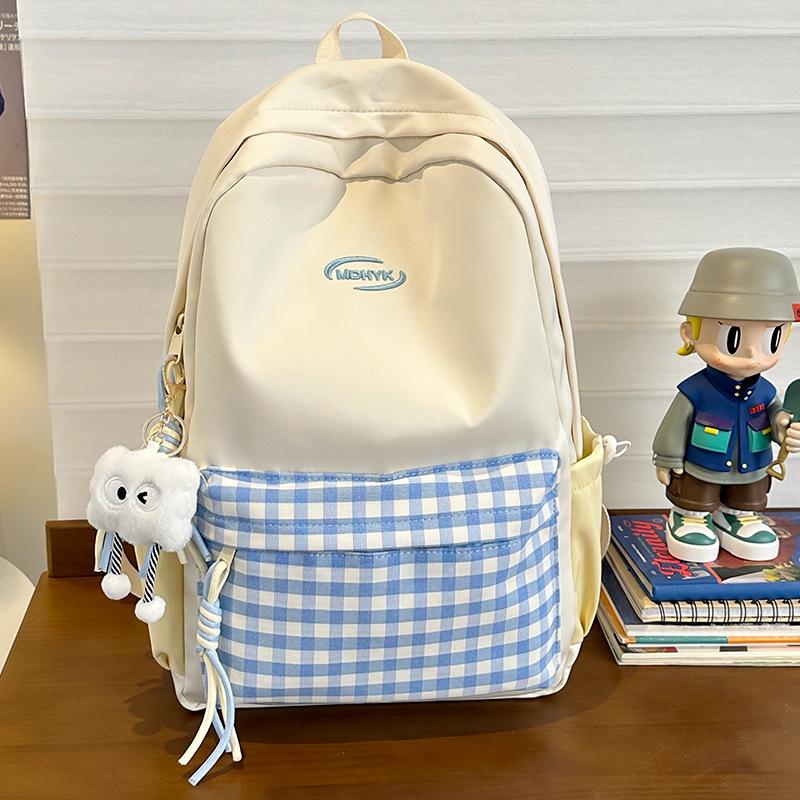 Children's school bag Elementary school girl Junior high school student plaid backpack Fashion backpack