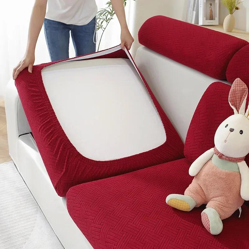 Thick Jacquard Sofa Seat Cushion Cover Funiture Protector Stretch Couch Covers ForLiving Room Removable Seat Slipcover Kids Pets