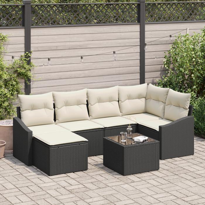VidaXL Ensemble de Canapés de Jardin 6 Pièces avec Coussins Rotin Poly Marron 3346797
