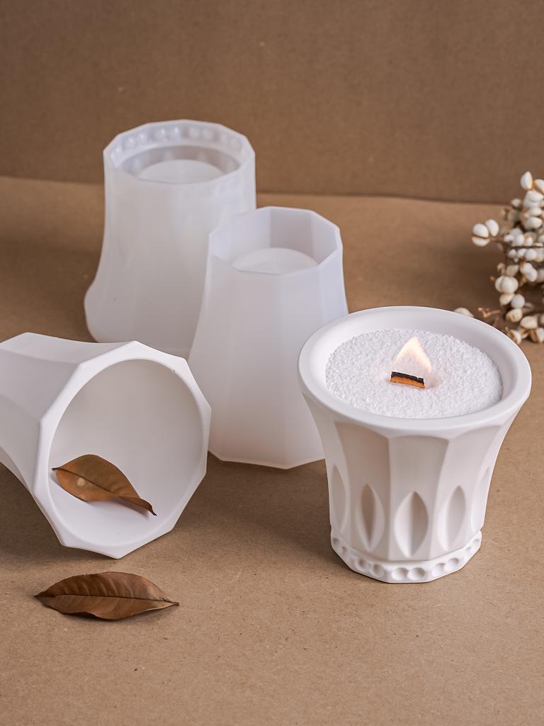 DIY Flower Pot Concrete Silicone Mold Gypsum Cement Round Candle Cup Holder Mould Storage Jar Gypsum Molds Resin Crafts Casting