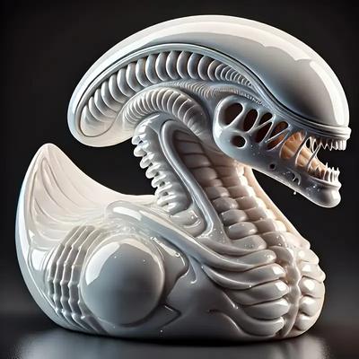 Creative Alien Themed Duck Figurine Whimsical Sci-Fi Desktop Resin Ornament for Party Novel Ornament for Movie Fans Duck Lovers