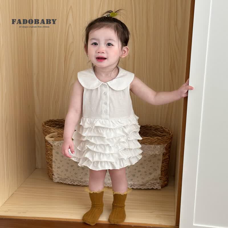 FADOBABY Baby Girls Summer Princess Doll Collar Vest Dress 100cm