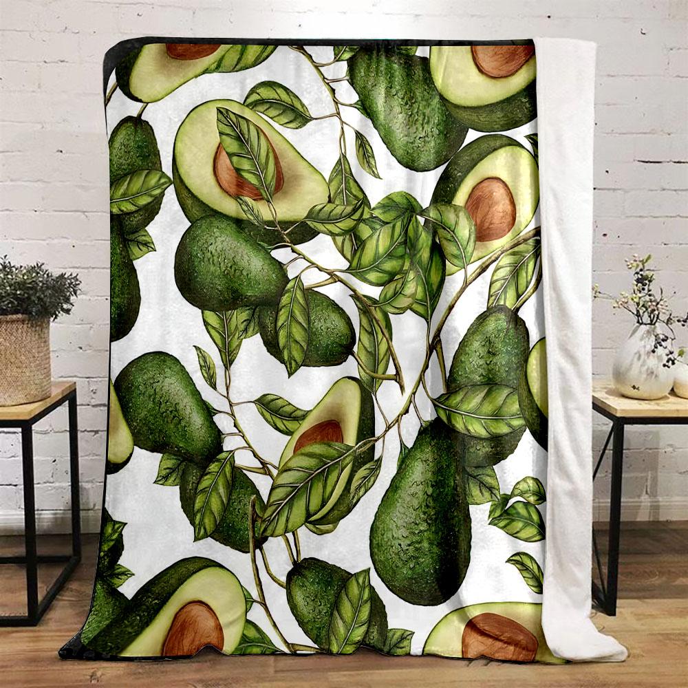 Avocado and Leaf Pattern Blanket Patterned flannel blanket perfect for the bedroom living room, sofa, or a little nap