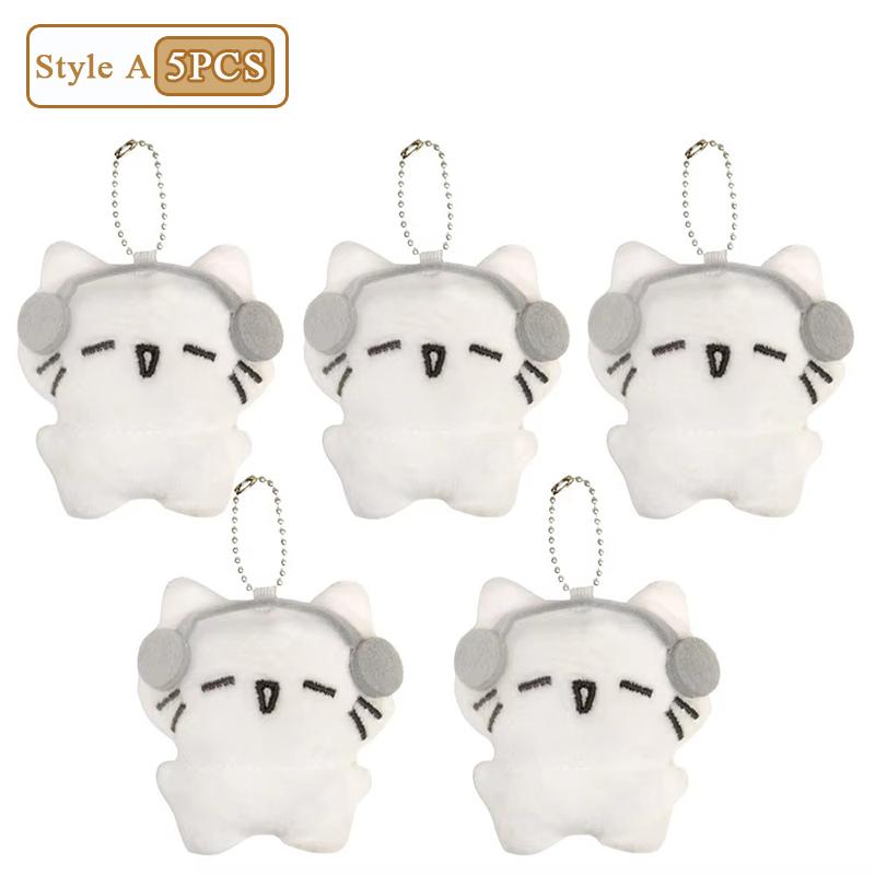 1-20PCS Cute Headphones Kitten Couple Keychain Mini Crying Cat Doll Plush Keyring Cartoon Bag Pendant Charms Party Favours