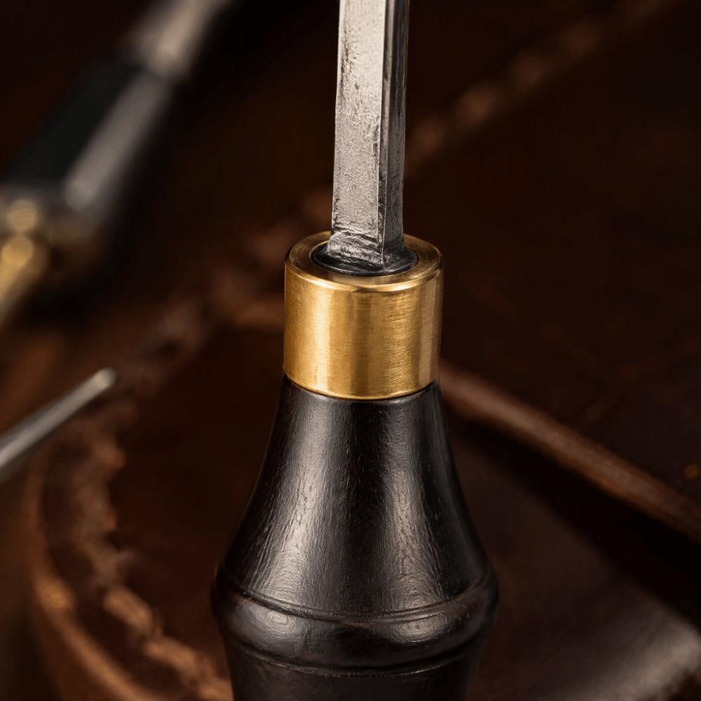 Carbon steel Leather Edge Creaser 0.6/0.7/1.3mm Groove Size Ergonomic Handle Leather Edge Beveler Leather Skiver Tool