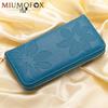Kapok Genuine Leather Women's Long Zipper Wallet - Large Capacity