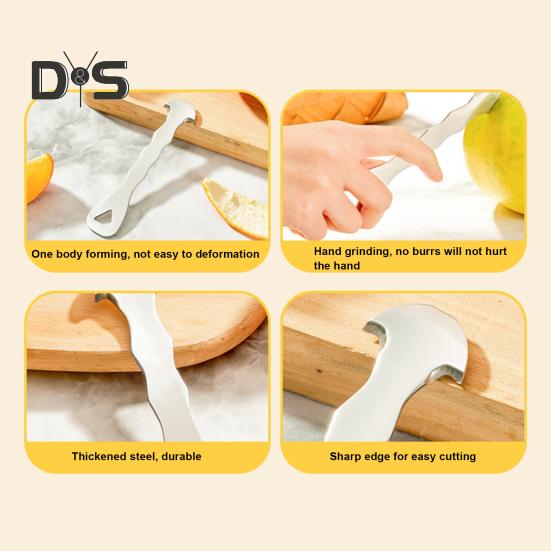 Orangenschäler, leicht zu schälen, Zitrusschäler, Edelstahl, dreieckige Klinge, Zickzack-Schaufel, Schälgerät für Orangen, Zitronen, Grapefruits