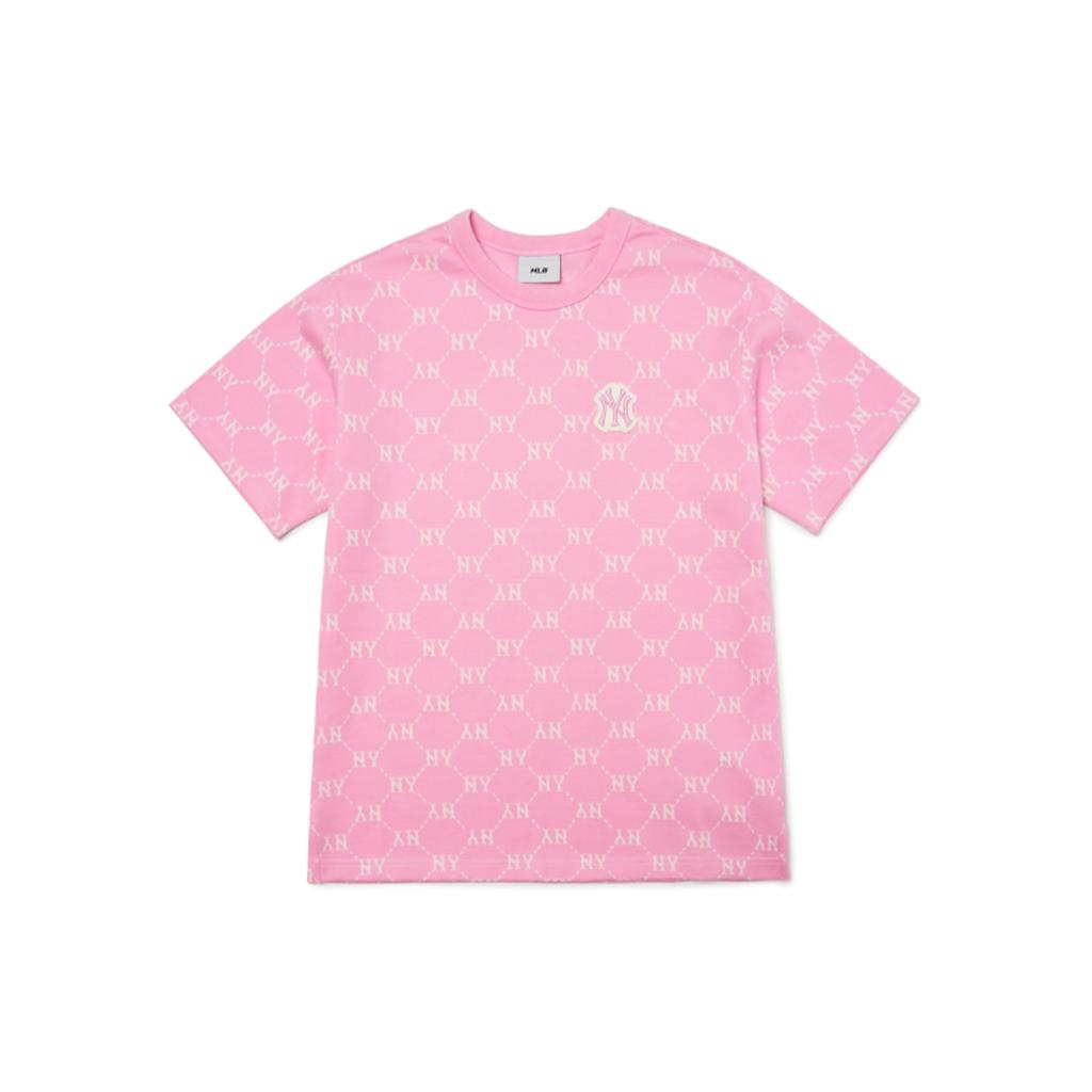 New MLB Base Logo T Shirts Unisex Pink 3ATSM3023-50PKS
