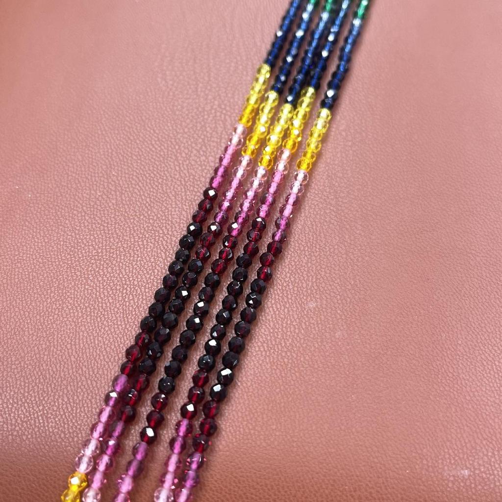 10String, Natural Multi-color Spinel Beads Strand 3mm Faceted Round Loose Gemstone Beads 40cm DIY Bracelet Necklace Jewelry Making Supplies