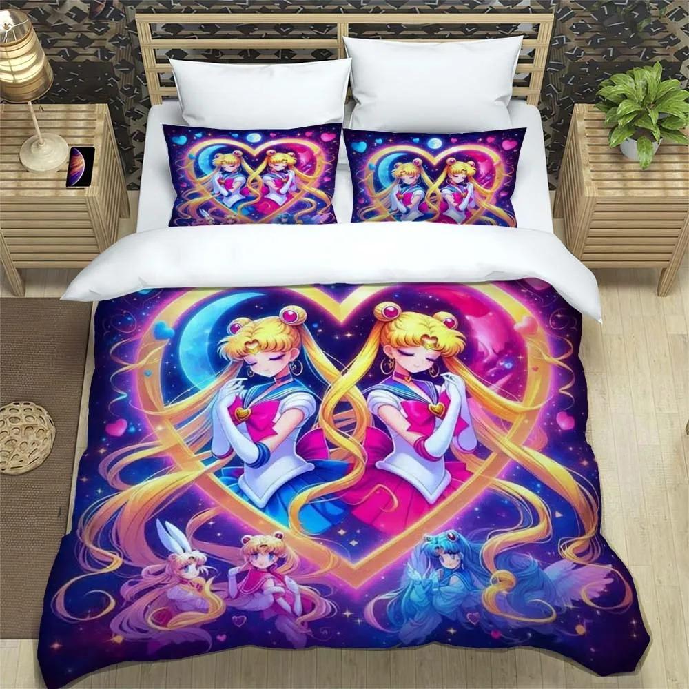 New Kawaii Sailor Moon Duvet Cover Pillowcase Bedding Set Adult Boy Bedroom Decoration Children Gift Single Double Large Size