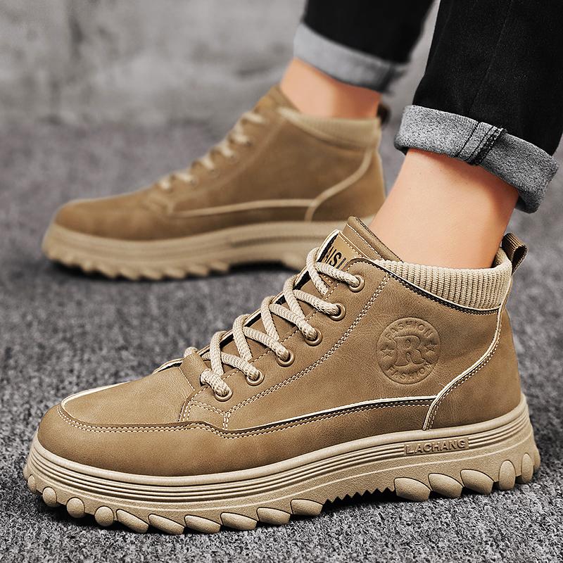 New Fashion Autumn And Winter Men's High Top Martin Boots Students Male Boys Trending Soft Sole Work Shoes Labor Protection Martin Sneakers