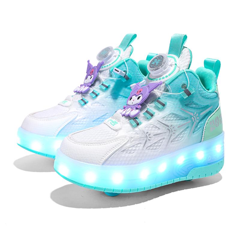 TUINANLE Zapatillas de skate de alta calidad para niños, zapatillas luminosas con luz LED, zapatos de dos ruedas para niños y niñas con carga USB