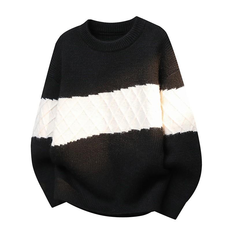 Unisex Knit Sweater Round Neck Long Sleeve Casual Thick Pullover Youth Adult Loose Fit Rabbit Hair Blend